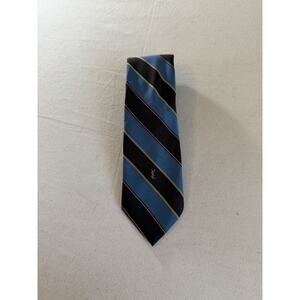 YSL Vintage Necktie Striped Brown and Blue